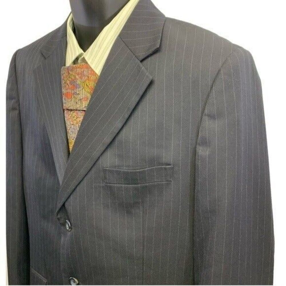 Merona Sport Coat Blue Pinstriped Notch Lapel 42R 3-Button Blazer Workingcore